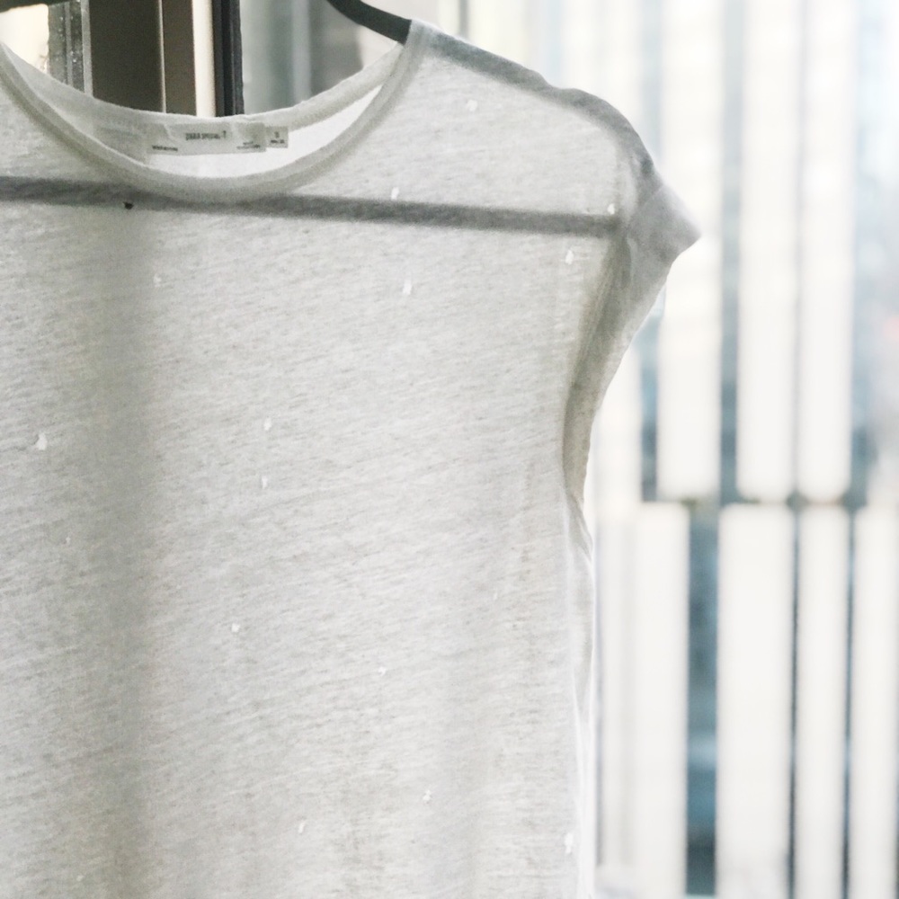 ZARA Basic White Tee with Holes